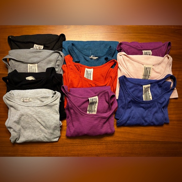 FREE PEOPLE Racer Back Tank Tops, price for 1, multiple colors, 10 larges, 2 med - Picture 5 of 16